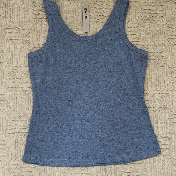 Speckled knit snap tank in blue mix, New with tags, Size medium - Picture 7 of 16